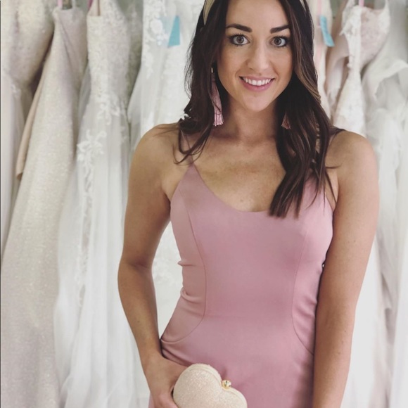 Dusty Rose fitted prom dress Open Back - Picture 2 of 8